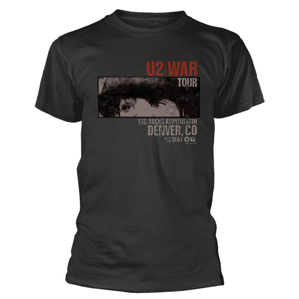 U2 Unisex Adult War Red Rocks T-Shirt / Vintage Black